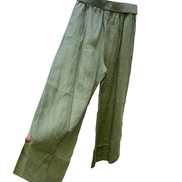 Free The Label Green Linen Crop Top & Wide-Leg Pants Set, Size Medium - Picture 5 of 8